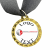 Gold Medal + Varnished Sticker - 35mm Budget Medal, 25mm Varnished Sticker - Black