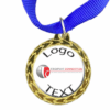 Gold Medal + Varnished Sticker - 35mm Budget Medal, 25mm Varnished Sticker - Blue