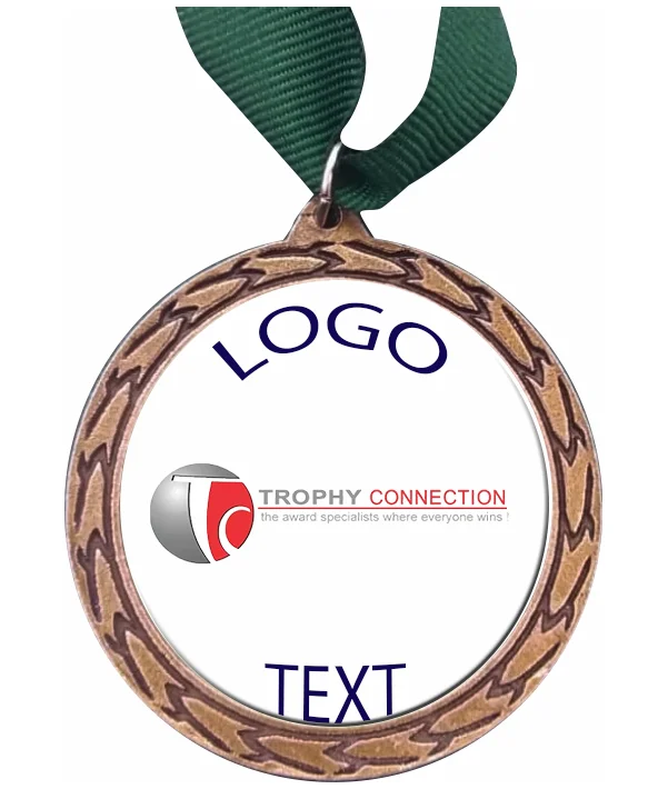 Bronze Medal + Sticker 50mm Budget Medal, 41mm Recess With Sticker