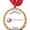 Gold Medal + Varnished Sticker 50mm Budget Medal - 41mm Varnished Sticker