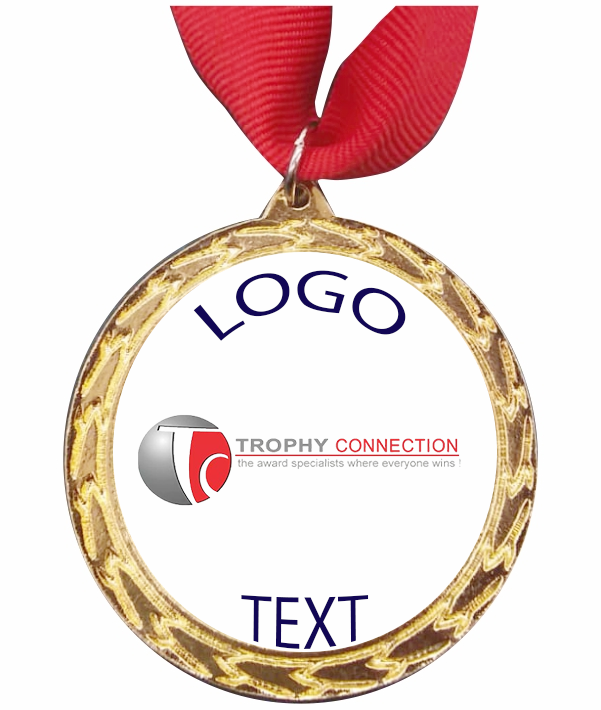 Gold Medal + Varnished Sticker 50mm Budget Medal - 41mm Varnished Sticker