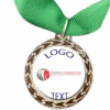 Silver Medal + Varnished Sticker - 35mm Budget Medal, 25mm Varnished Sticker - Green