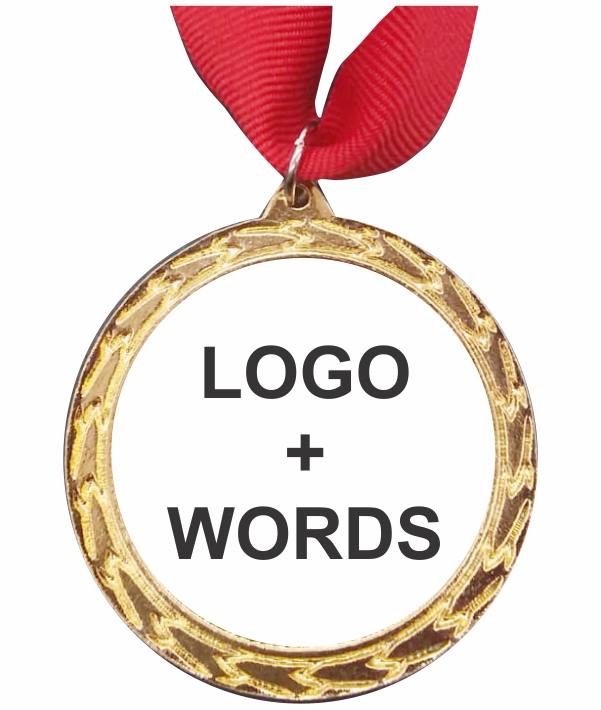 Gold Medal + Sticker 50mm Budget Medal, 41mm Recess With Sticker