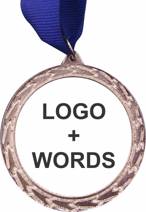 Silver Medal + Sticker 50mm Budget Medal, 41mm Recess With Sticker