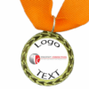 Gold Medal + Sticker 35mm Budget Medal, 25mm Recess With Sticker - Orange