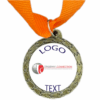 Bronze Medal + Sticker 50mm Budget Medal, 41mm Recess With Sticker - Orange