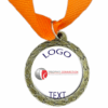 Bronze Medal + Varnished Sticker - 35mm Budget Medal, 25mm Varnished Sticker - Orange