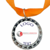 Silver Medal + Varnished Sticker - 35mm Budget Medal, 25mm Varnished Sticker - Orange