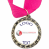 Silver Medal + Sticker 35mm Budget Medal, 25mm Recess With Sticker - Pink