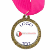 Bronze Medal + Varnished Sticker - 35mm Budget Medal, 25mm Varnished Sticker - Pink