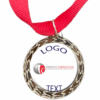 Silver Medal + Varnished Sticker - 35mm Budget Medal, 25mm Varnished Sticker - Red