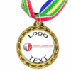 Gold Medal + Varnished Sticker - 35mm Budget Medal, 25mm Varnished Sticker - SA Flag Colors