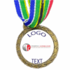 Bronze Medal + Varnished Sticker - 35mm Budget Medal, 25mm Varnished Sticker - SA Flag Colors