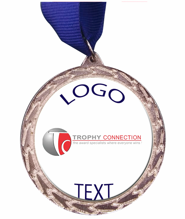 Silver Medal + Varnished Sticker 50mm Budget Medal - 41mm Varnished Sticker