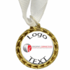 Gold Medal + Varnished Sticker - 35mm Budget Medal, 25mm Varnished Sticker - White