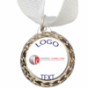 Silver Medal + Varnished Sticker - 35mm Budget Medal, 25mm Varnished Sticker - White