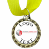 Gold Medal + Varnished Sticker - 35mm Budget Medal, 25mm Varnished Sticker - Yellow