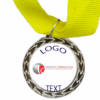 Silver Medal + Varnished Sticker - 35mm Budget Medal, 25mm Varnished Sticker - Yellow