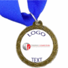 Bronze Medal + Sticker 50mm Budget Medal, 41mm Recess With Sticker - Blue