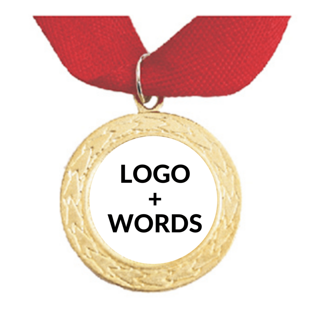 Gold Medal + Sticker 35mm Budget Medal, 25mm Recess With Sticker